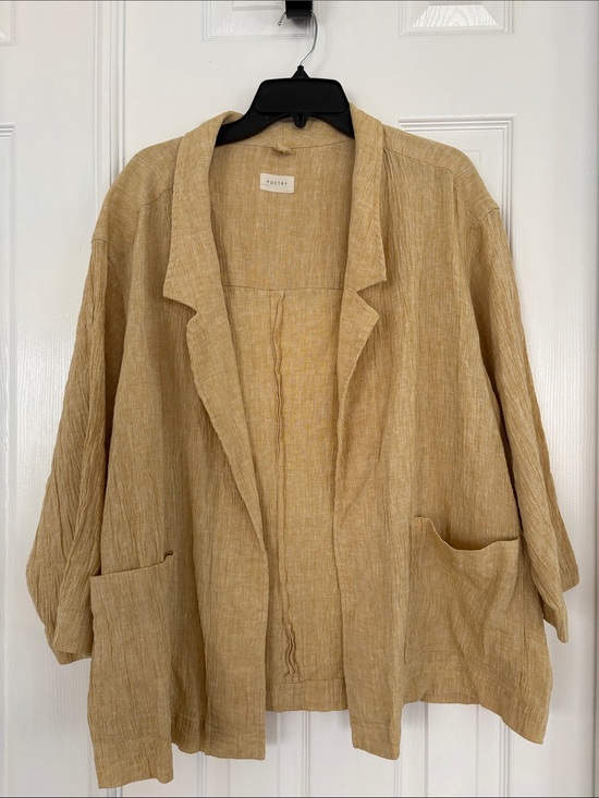 Poetry Jackets & Blazers - Poetry Linen Cotton Golden Yellow Open Jacket pockets Womens Plus Size 18 NWOT